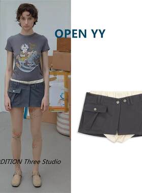 韩国 OPEN YY 26春夏新款韩版miu风分层两件套叠穿百搭超短裤女