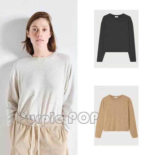 POP买手店 Amercian Vintage 新款百搭宽松圆领落肩袖针织衫