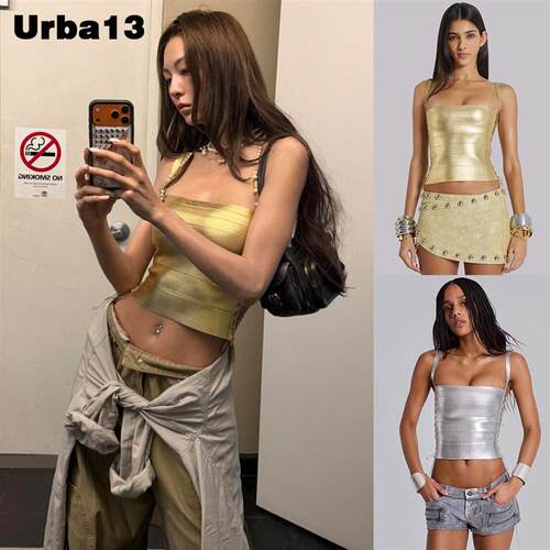 Urba13买手店正品现货Jaded London背心腻腻同款金色绑带吊带上衣