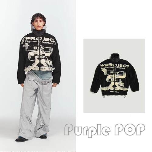 POP正品买手店 Y/Project 高领提花羊羔毛宽松拉链夹克外套