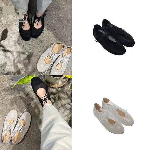 YU Xian   2026夏 系带花边透纱镂空平底仲夏散步鞋婚鞋