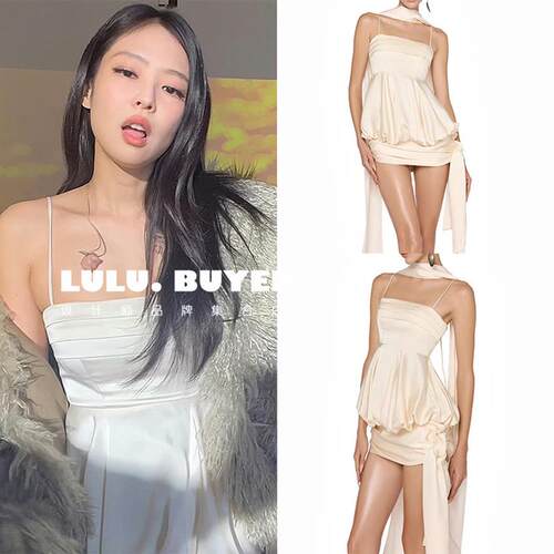 LULU买手店越南LSOUL短裙新款Jennie同款抹胸褶皱吊带包臀连衣裙