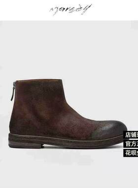 怪品味 Marsell 简约磨砂皮马丁靴麂皮圆头拉炼短靴切尔西靴