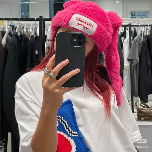 Charles Jeffrey Loverboy毛绒针织帽猫耳兔耳围巾帽