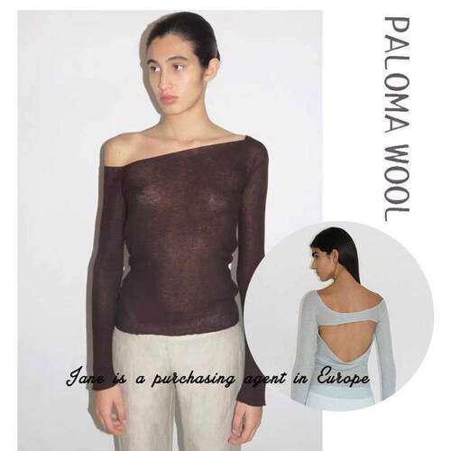 国现 西班牙 PALOMA WOOL 啾啾同款羊毛镂空露背长袖针织衫