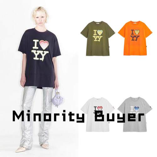 现货 买手店 OPEN YY 小众通勤百搭宽松爱心印花多色短袖T恤上衣