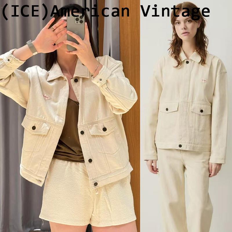 ice买手店正品American Vintage米白色休闲翻领牛仔外套夹克女士