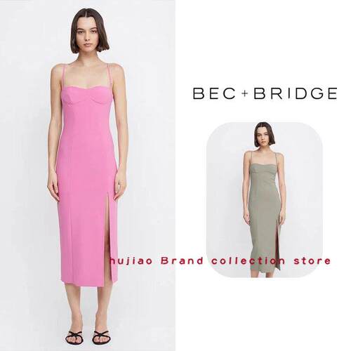 煳椒 澳洲 bec bridge 法式收腰露背开衩性感修身吊带长裙