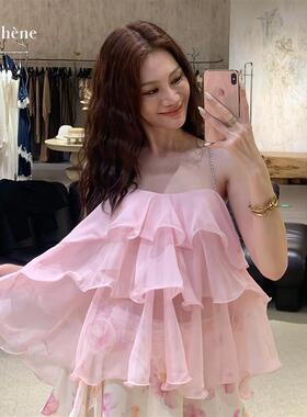 新品26春夏多层蓬蓬钻炼吊带上衣CHENSHOP集合店