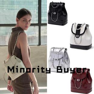 Minority买手店 Cardinal Red 真皮链条双肩包复古翻盖揹包水桶包