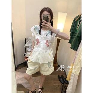 PRO 买手店 LEON & HARPER 白色刺绣花边袖系带上衣 26春夏