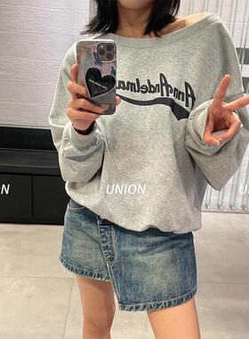 UNION 买手店  24秋冬 印花斜领卫衣 王玉雯同款