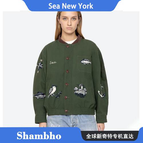 Shambho正品 Sea New York 新款灯芯绒衣领鱼船刺绣工装夹克外套