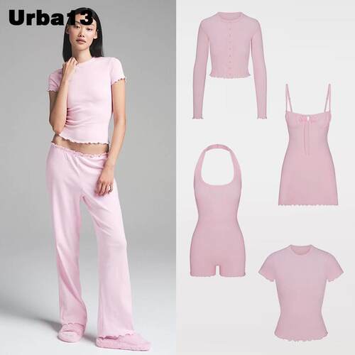 Urba13买手店正品现货SKIMS木耳边短袖t恤基础打底衫开衫上衣