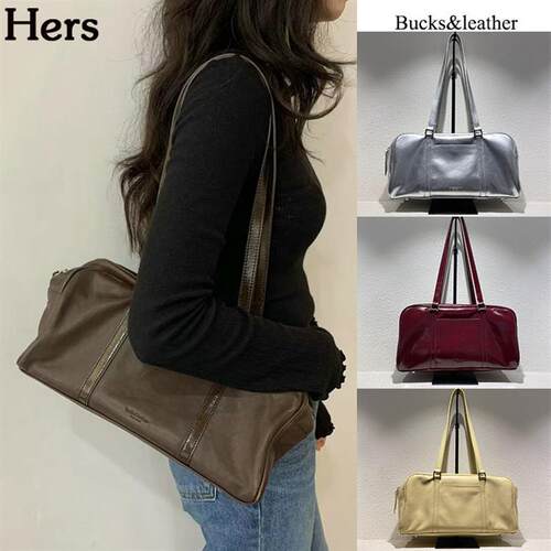 正品韩国Bucks leather亮面牛皮波斯顿单肩手提包女