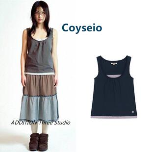 韩国 Coyseio 26春夏新款气质波点撞色拼接假两件百搭外穿背心女