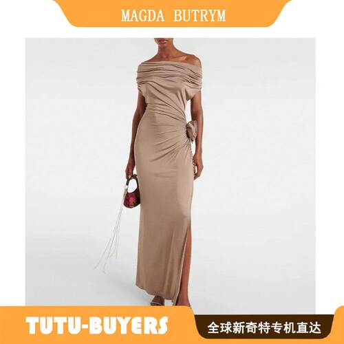 TUTU magda butrym 多种穿法垂坠领玫瑰花装饰开衩长版洋装