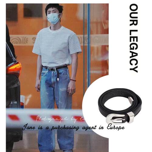 国现 Our Legacy 23男女同款极简风复古休闲牛皮银扣金属腰带皮带