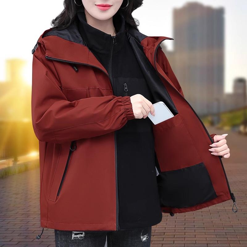 户外冲锋衣女三合一可拆卸秋冬2024新款款大码冬装加绒运动外套