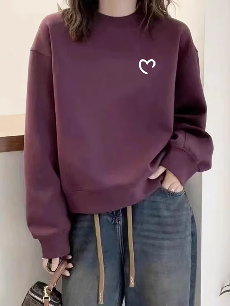 圆领卫衣女士2025春秋季新款薄款时尚宽松休闲套头长袖纯棉上衣潮