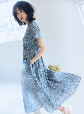 代1814~组Q超人气 花的华尔兹 优雅感设计时尚花卉花园印花连衣裙