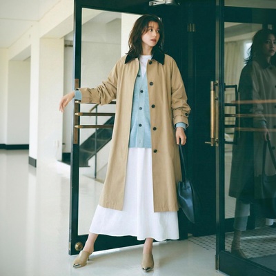 长期主义~MO家超人气 休闲百搭可拆卸灯芯绒拼色翻领A字风衣外套