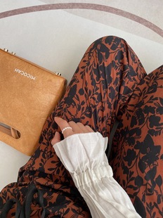 JS re1ume人气追单王!日本料花苞松紧高腰抽绳印花滑爽休闲裤