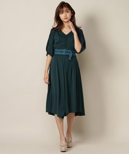 仅7套女神气质蕾丝袖腰带上衣