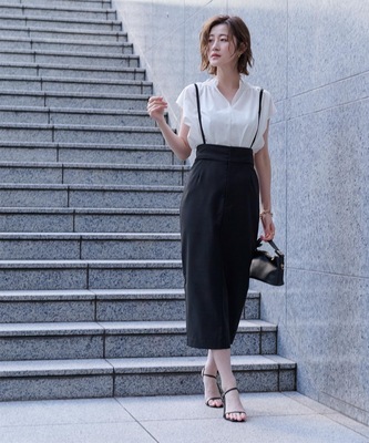 2WAY穿中长后开叉通勤包臀吊带裙