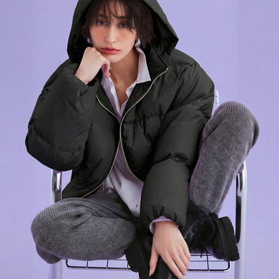 g1445~MO家人气款 暖轻泡芙 三防面料法国绒可拆卸帽短款羽绒外套