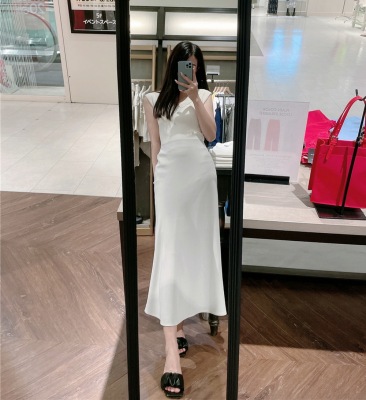 光泽缎面斜纹高腰鱼尾半身裙