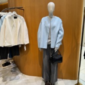 MO家琎口及细澳毛短款 双面毛呢圆领灯笼袖 外套女简约百搭羊毛大衣