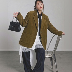 大补丁口袋两粒扣灯芯绒西装 鬼才设计造型感弧形门襟 MO家 仅5件