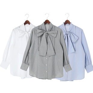 爆款回归 塔克褶蕾丝拼接 知性简而不减飘带元素气质衬衫