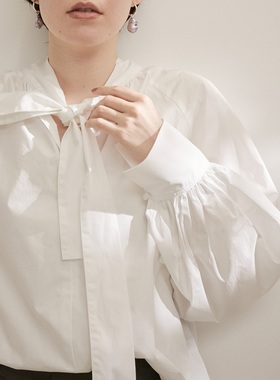 1.4w+ad@m et r0pe 气质推荐 前后2穿 连领飘带 时尚袖型荃棉衬衫