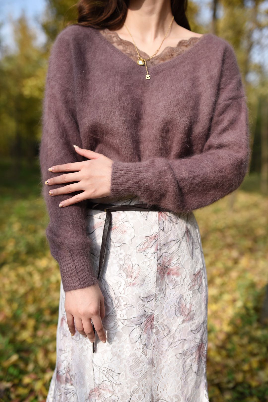 兔绒温温柔柔的前后2way毛衣