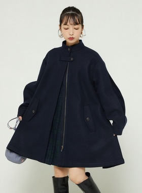 年会战袍 fre@ks+重磅推荐！耗料3米多A字斗篷式立领毛呢大衣外套