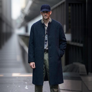 儒雅绅士！2.4w+n@n0超人气 客供绒感羊毛呢男士圆领中长大衣外套