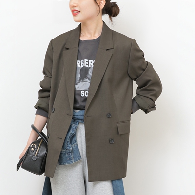 精品控苾入 JS relume 曼哈顿菁英感 显瘦廓形双排扣西服西装外套