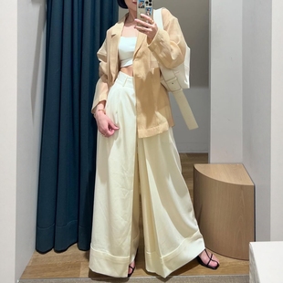 宽口卷边深褶高腰飘逸大摆休闲阔腿裤 万搭藏肉 STY1EM1XER追单王