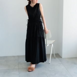 代900+优雅大气！好美好知性~时尚蝴蝶结抽绳收腰清凉背心连衣裙