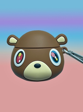 sideline原创kanye west逃学熊AIR PODS耳机壳2代3代pro3软壳情侣嘻哈说唱可爱欧美风
