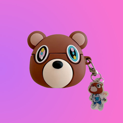 sideline原创kanye west逃学熊AIR PODS耳机壳2代3代pro软壳情侣嘻哈说唱可爱ins风