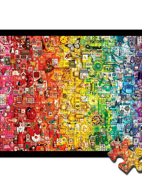 拼图1000片大型高难500成年人减压解闷300儿童益智七彩虹黑白