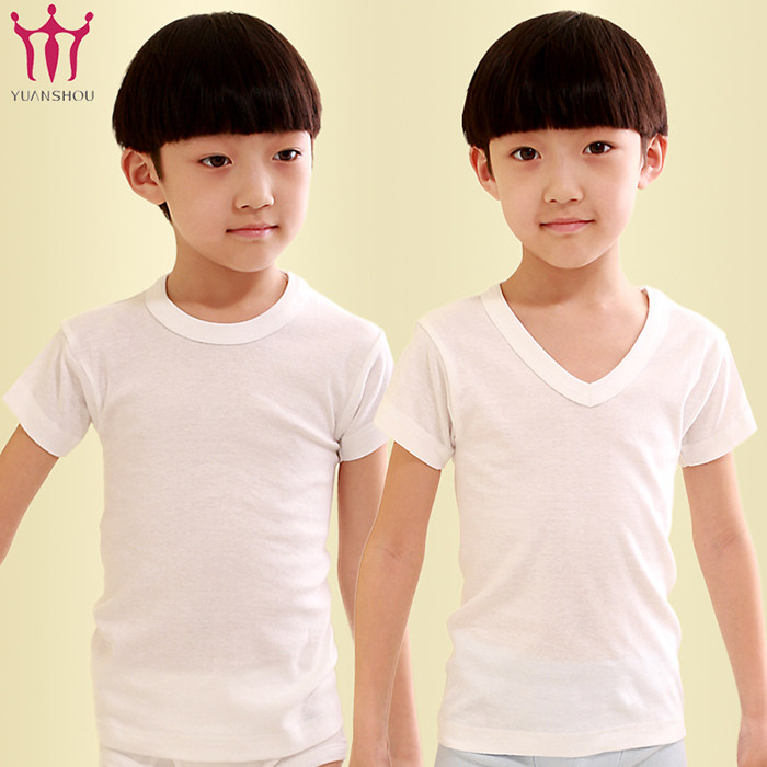 元首男童纯棉短袖t恤无缝弹力中大童半袖打底内衣儿童白色演出服