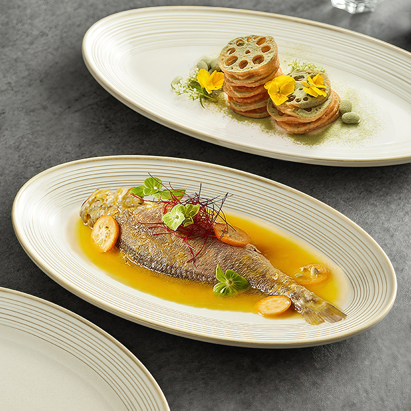 高级感釉下彩大号鱼盘耐高温陶瓷菜盘子蒸鱼盘子家用微波炉烤箱盘,餐饮具,酒店餐具,淘宝优惠券,粉丝福利购,淘宝优惠卷