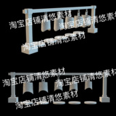 古代青铜乐器编钟文件 非实物B536 obj 3ds格式 c4d fbx