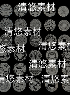 c4d fbx obj 3ds格式中式国风古风花纹窗花浮雕文件 非实物D728