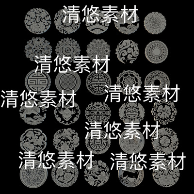 c4d fbx obj 3ds格式中式国风古风花纹窗花浮雕文件 非实物D728