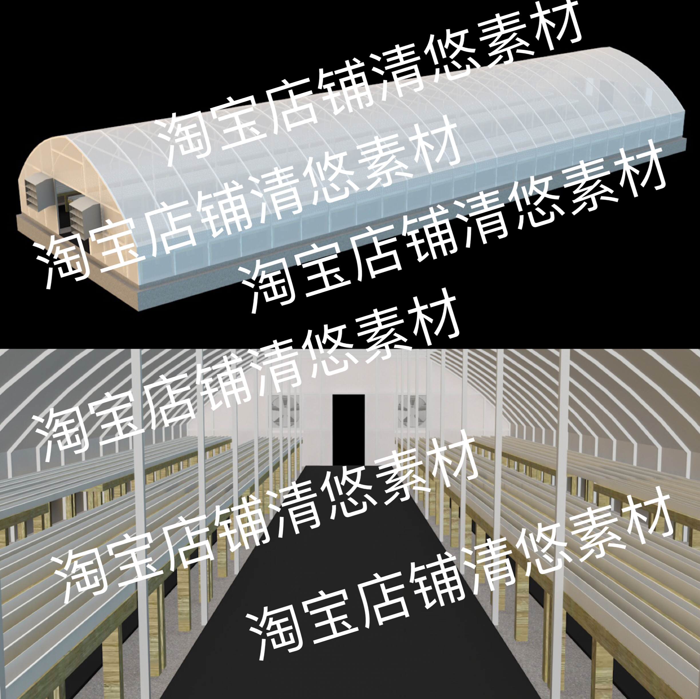 su c4d fbx obj 3ds格式现代农业蔬菜种植大棚文件 非实物B537